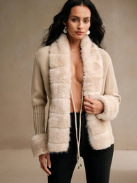 Calenne Strickjacke mit Kunstpelz