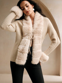 Calenne Strickjacke mit Kunstpelz