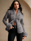 Calenne Strickjacke mit Kunstpelz