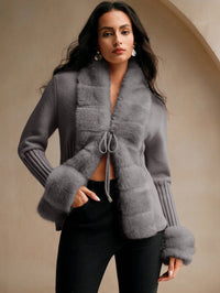 Calenne Strickjacke mit Kunstpelz