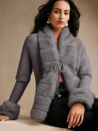 Calenne Strickjacke mit Kunstpelz