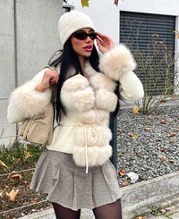 Calenne Strickjacke mit Kunstpelz