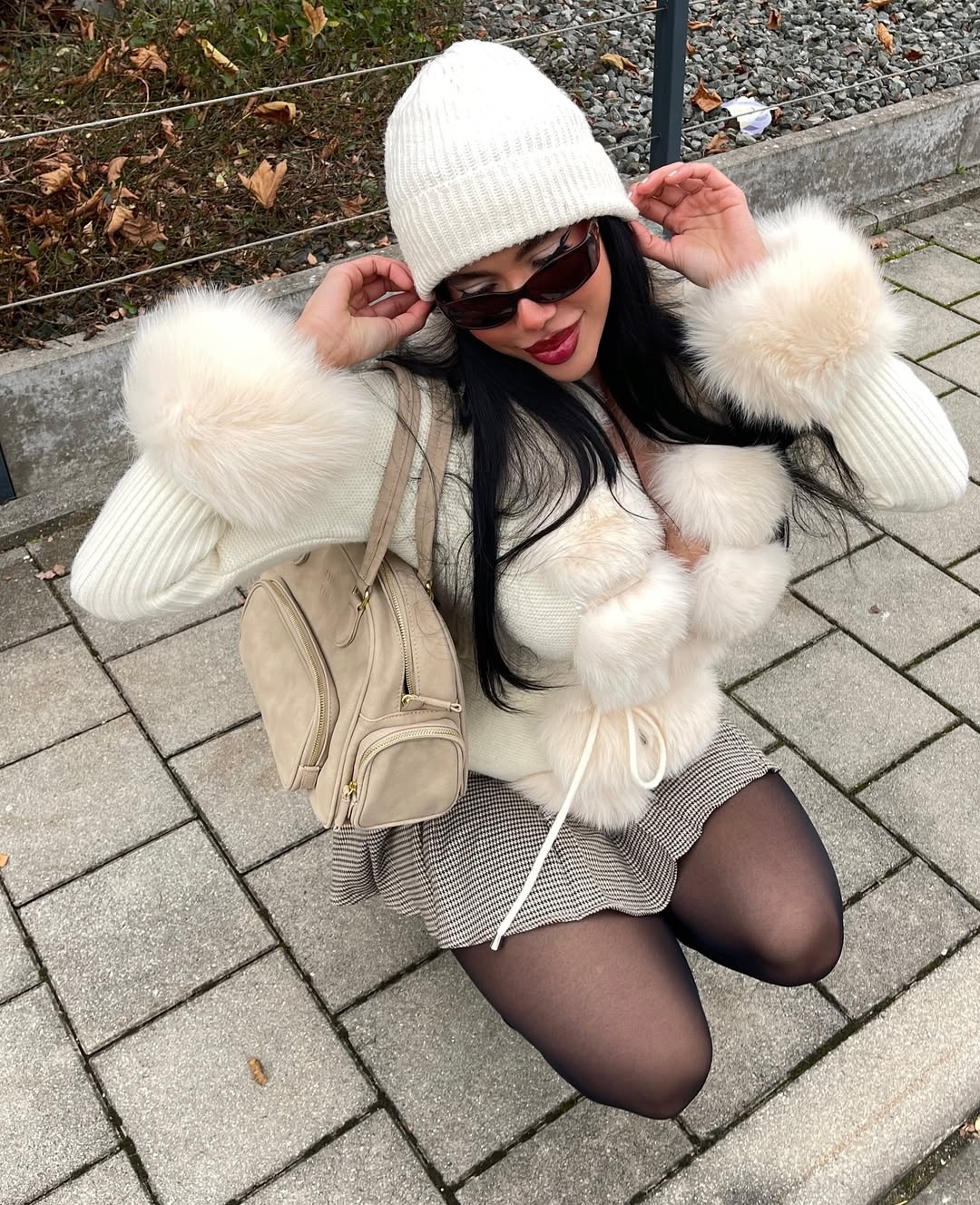 Calenne Strickjacke mit Kunstpelz