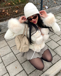 Calenne Strickjacke mit Kunstpelz