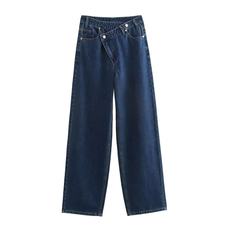 Wide-Leg Jeans mit schrägem Schnitt